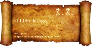 Kilián Kinga névjegykártya